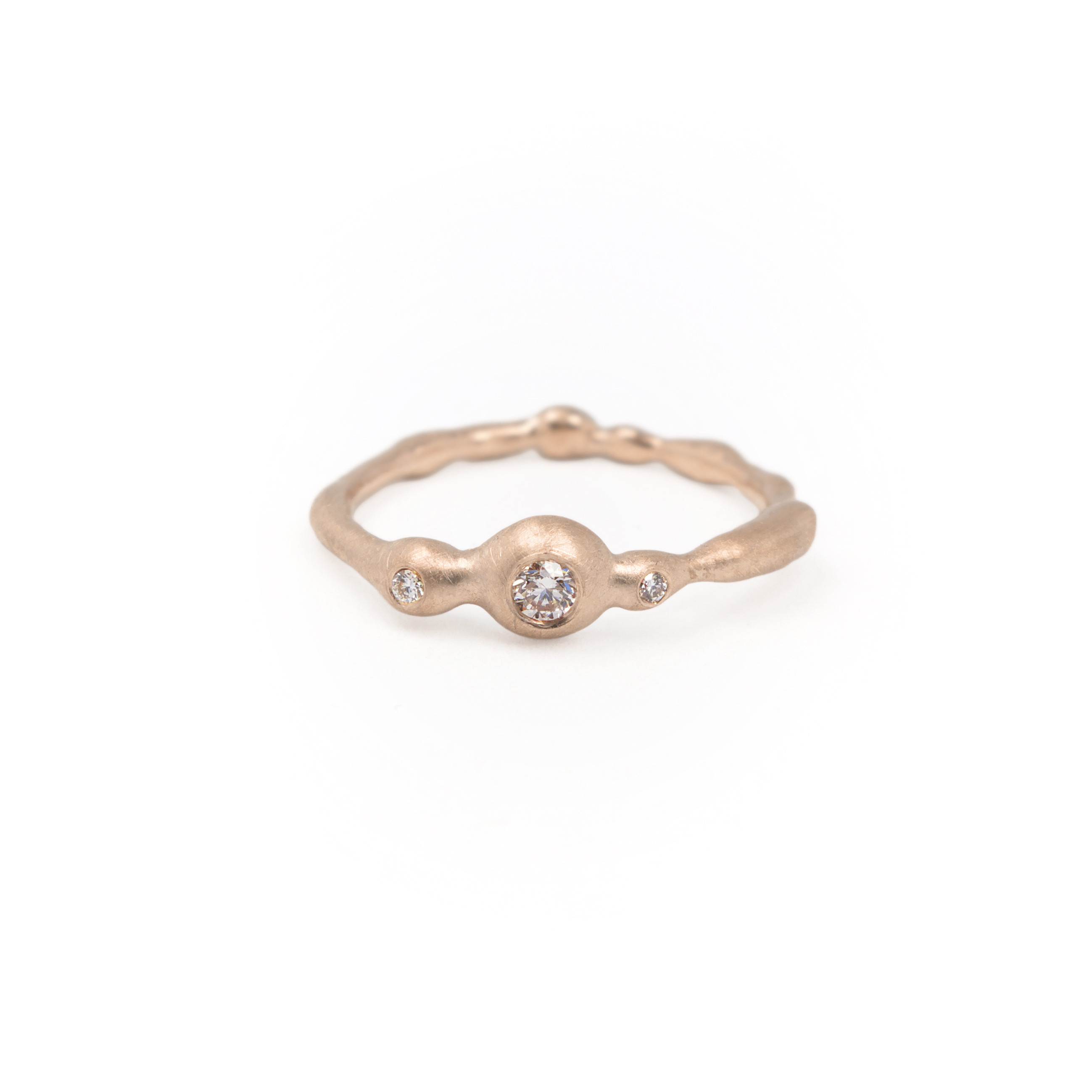 organic rosegold ring with diamonds